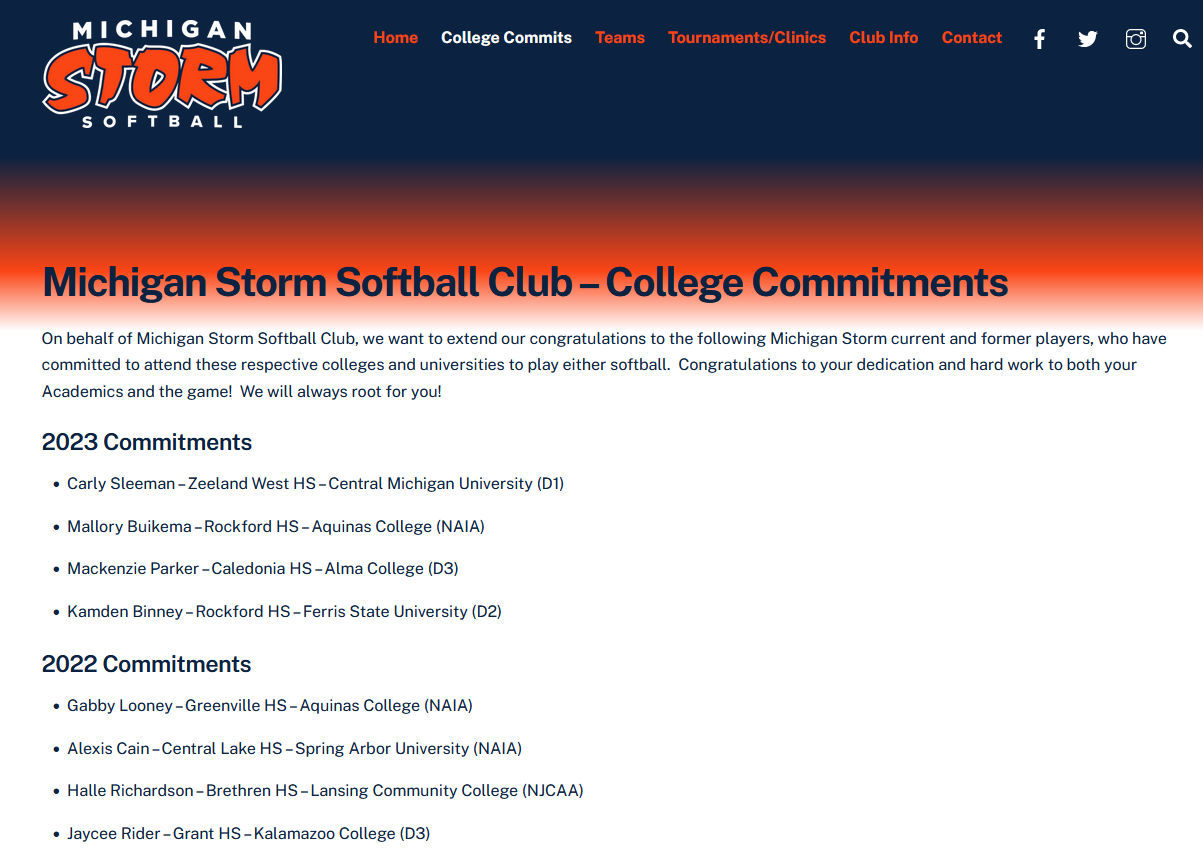 Michigan Storm Softball Club